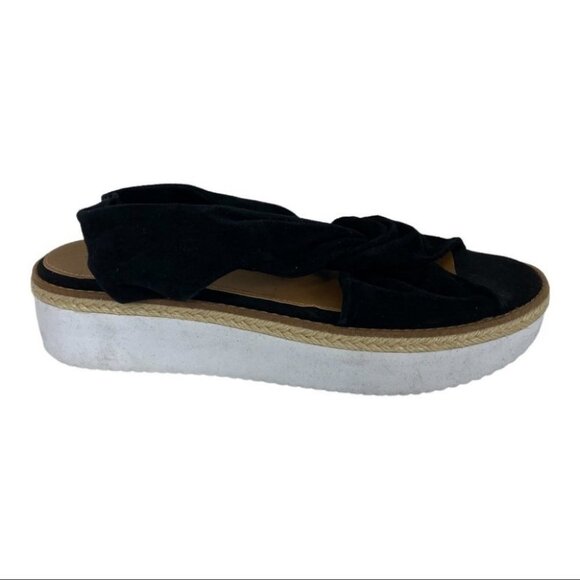 NEW Nordstrom Caslon Joelle Flatform Black Sandals Suede Platform Size 8.5 Y2K - Picture 3 of 10